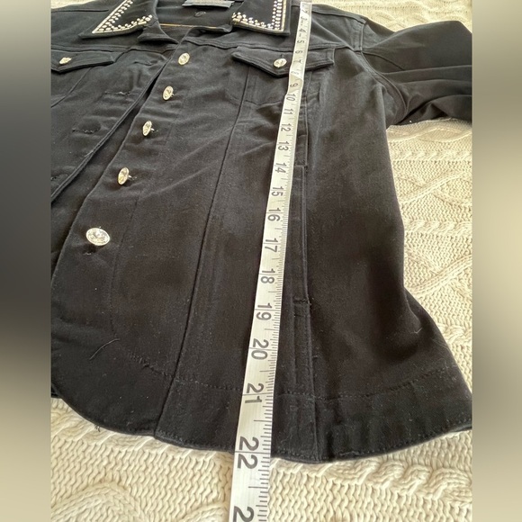 Christine Alexander Vintage Black Jean Jacket with Rhinestoned Crown Size Med - Picture 8 of 16